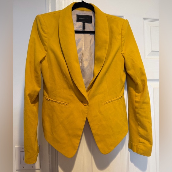 BCBGMaxAzria Jackets & Blazers - BCBGMaxAzria Vibrant Yellow Asymmetrical Blazer